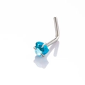 Piercing de nariz en forma de L de acero inoxidable con circón azul corazón de 3mm - Corazón en L / Azul