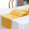 Golden yellow satin table runner with smooth silky finish for wedding table decoration - 30x275cm / Gold