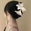 Elegant 3D lily flower hair claw clip with white pink gradient for women hairstyles - 2# Claw Clip - Pink - Gradient Lily Style
