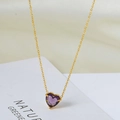 Elegante Halskette mit 18k Vergoldung und einem lila Herz-Zirkon Anhänger aus Titan - Gold mit dunkelviolettem Zirkon