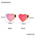 Detailed view of 0.5cm heart charms with pink and red enamel on gold-plated steel - Pink and Red