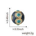 Dark blue Evil Eye charm bead in gold finish for DIY jewelry, 0.40 inch height - Dark Blue