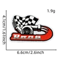 Racing theme checkered flag embroidery patch 6.6x4.1cm for motorcycle decor - Racing Patch #15 (Flag Helmet)