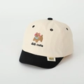 Detalle del bordado de perrito en una gorra de béisbol bicolor para niños pequeños - 52cm (2-5 Años) / Blanco Roto