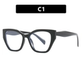 Classic C1 black oversized cat-eye eyeglass frames with thick designer rims - Bright Black
