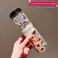Jar of 400 pieces colorful small plush hair bands for girls in macaron assorted colors - Plush Colorful Small (6#) / 300-Piece Set (With Jar)