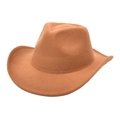 Dettaglio del cappello da cowboy in feltro color cammello con tesa larga e incavo - M (56-58cm) / Cachi