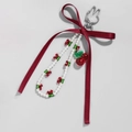 Portachiavi con nastro rosso alla moda con anello Miffy e ciondoli a forma di ciliegia - Stile Coniglio