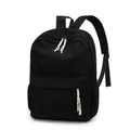 Classic black corduroy backpack with contrasting white rope zippers and large capacity - Large / Black