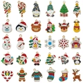 Variety of Christmas alloy enamel charms featuring Santa, reindeer, and Xmas trees - Mixed 30 Enamel Christmas Accessories-30 Styles 1 Each-46.45g-SN1615