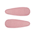 Dettaglio di fermagli per capelli in tessuto rosa con bordi smerlati per bambine - Stile a Pois in Cotone Lino Rosa (2)