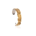 Adjustable gold feather bangle in vintage titanium steel with detailed plume texture - Gold