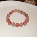 Elegant beaded bracelet featuring red and green bloodstone beads with gold spacers - 45# Bracelet-Red-Green