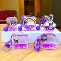 Cinq porte-clés Kuromi violets avec liquide et paillettes en forme de tasse à café - Style Fermoir Mousqueton / Style de pendentif de dessin animé violet (Mélange aléatoire)