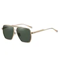 Occhiali da sole aviator classici dorati con lenti scure e design a doppio ponte unico - Montatura Dorata Lenti Verde Scuro