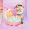 Statuine di coppia anziana cartone animato con nonno che lava nonna in vasca - 059-6 Fare il bagno