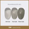 Vernis gel translucide n°19 montrant l'effet d'une, deux et trois couches appliquées - 19# Teint Translucide