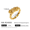 Exaggerated geometric double-layer gold plated stainless steel ring with ripple texture - US 8 / Double Layer Embossed Texture (NB-R24083)