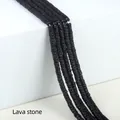 Flat round 2x4mm black lava stone spacer beads with natural porous texture for DIY jewelry - 2x4mm Spacer Beads (Approx. 150 Beads/Strand) / Lava Stone