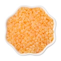 4mm orange cat-eye glass seed beads for DIY jewelry making in a white petal bowl - Gold