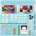 Face and body paint set with 42 colors palette, professional brushes and stencils - 2024 New 42 Colors Glitter Fluorescent + 15 Grid Tool Kit