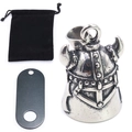 Silver vintage Viking helmet bell pendant with black velvet bag and metal tag - Silver Viking Helmet Pendant 3-Piece Set (With Pouch & Tag)