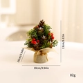 Mini albero di Natale con pigne e bacche rosse su base in tela, altezza 13cm/5,12in - 13cm / Argento