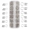 6-color metal lobster clasp and jump ring DIY kit with 12 size-labeled compartments - Box 17 - Antique Copper Jump Rings Set