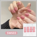 Detail of waterproof nail stickers in SW603 dusty rose pink with a glossy gradient finish - Dusty Rose
