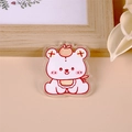 Cute white acrylic bear brooch with peach design and warm cream aesthetic finish - Creamy Orange Bear