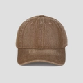 Dettaglio della trama in cotone lavato vintage su questo cappellino da baseball marrone - Cachi
