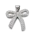 Bowknot butterfly charm pendant in silver finish with pavé set zircon crystals - Silver Full Zircon Bow Charm(YSN008-10)