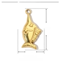 Detail showing dimensions of golden fish pendant in stainless steel with 13mm height - YE454-2-Gold Fish