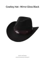 Detailed macro view of black felt cowboy hat with vintage silver metal studded leather band - Mirror Leather Strap / Black