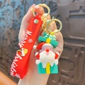 Cute Santa Claus Christmas tree keychain with red Merry Christmas silicone strap - Christmas Gift