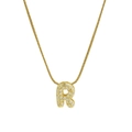 Gold plated 18k brass necklace featuring a sparkling zircon-encrusted letter R pendant - Necklace R / Gold