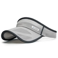 Grey breathable mesh sun visor hat with sport label for outdoor tennis and running - Adjustable / Light Gray