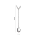 Silver 304 stainless steel dessert spoon featuring reindeer handle and 20.8cm dimension - Christmas Reindeer Spoon / Silver