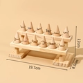 Double-layer wooden ring display stand with multi-tier cones for jewelry exhibition - 2-Layer Solid Wood Ring Stand