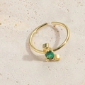 French vintage adjustable gold-plated ring featuring an irregular green zircon stone - Green
