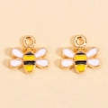 DIY yellow bumblebee charm pendant with golden metallic trim and enamel finish - Bee