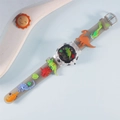 Kids digital watch in translucent grey featuring 3D dinosaur cartoons and waterproof casing - Dinosaur Grey