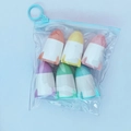 6-pack of mini rocket-shaped highlighters in various colors within a clear zippered bag - White Rocket