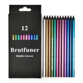 12er Set Metallic-Buntstifte mit Gold- und Silbertönen auf weißem Hintergrund - 12 Metallic-Farben
