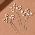 Set di tre forcine sposa fatte a mano in argento con rami di perle per acconciature nuziali - Set di 3 / Argento