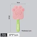 Cat paw shaped pet grooming brush in pink and green colors with dimensions 19x9cm - Paw Popsicle Shape Cat Comb / Green and Pink
