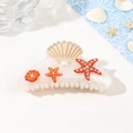 Molla per capelli tema oceano con conchiglie dorate, stelle marine e perle da donna - 10.5cm / Bianco Stellato