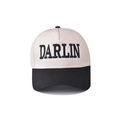 Detailed embroidery of DARLIN text on a two-tone cotton baseball cap with black brim - Beige/Black