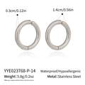 Detail showing dimensions and weight of silver stainless steel clip-on hoop earrings - 1.4cm Silver Style (YYE023768-P-14)