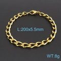 Bracciale a catena groumette dorato in acciaio inossidabile, lungo 200mm e largo 5,5mm - Bracciale Dorato (KB147228-Z)